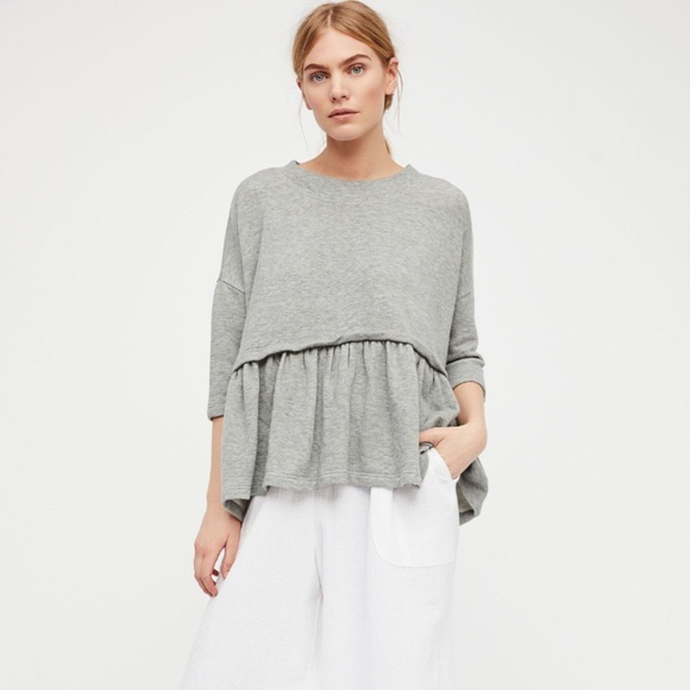 Free People Ruffle Fleece Sweatshirt sz Small